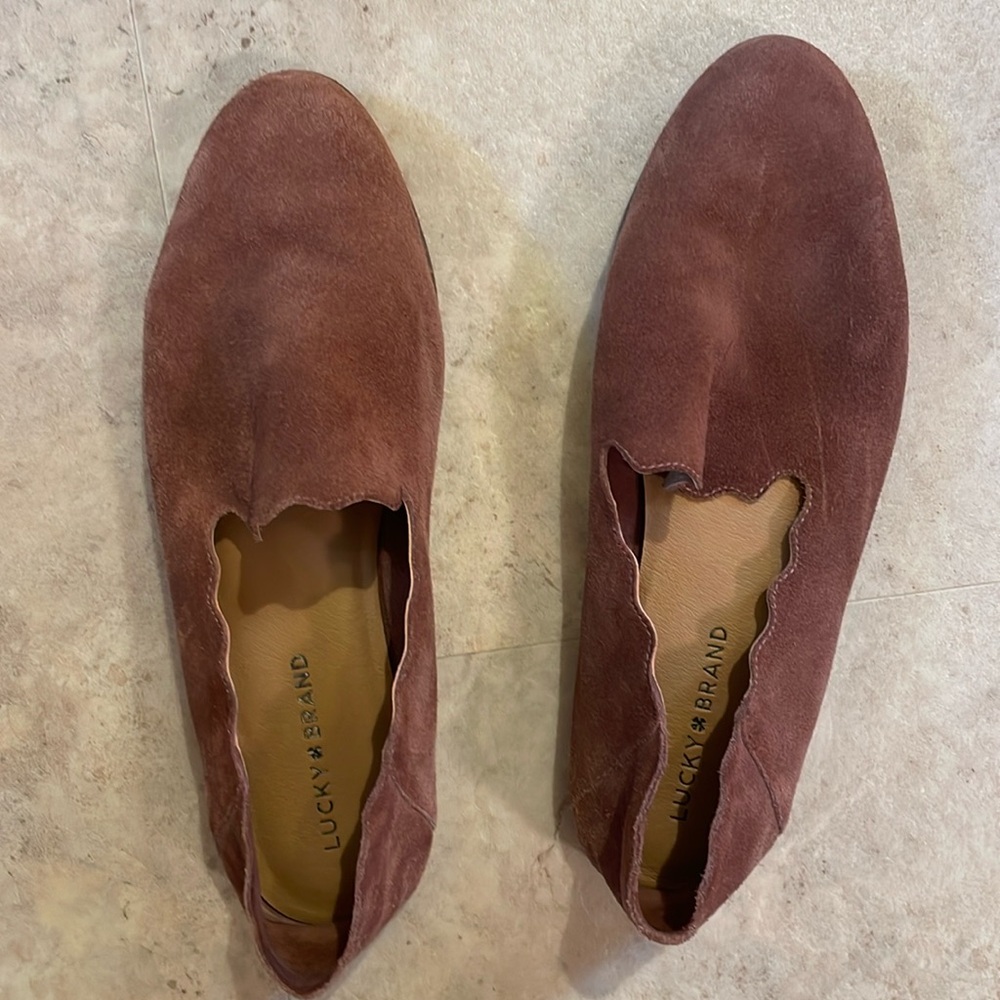 Lucky Brand suede slip on. “Caliya”